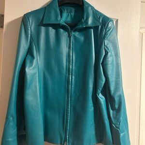 Teal Leather Jacket for Women